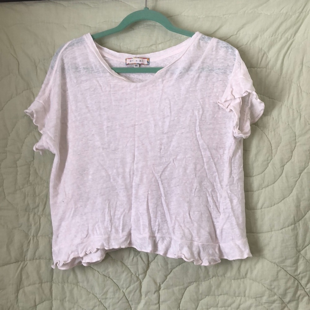 Cream Boutique s/s shirt w/ruffle, xs